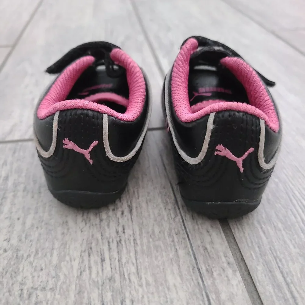 Puma Toddler Sneakers Black Pink Hook & Loop Size 4 baby infant